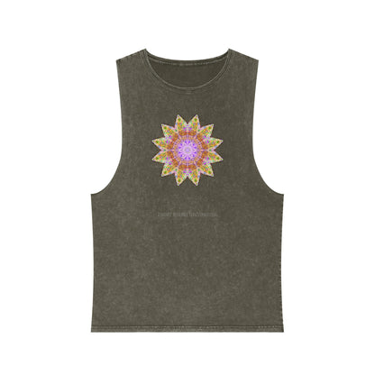 Unisex Stonewash Tank Top - Love Light Mandalas No.14