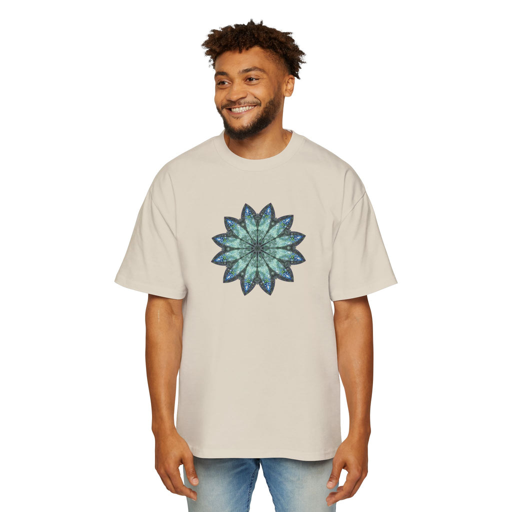Men's Heavy Oversized Tee - Love Light Mandalas No.20