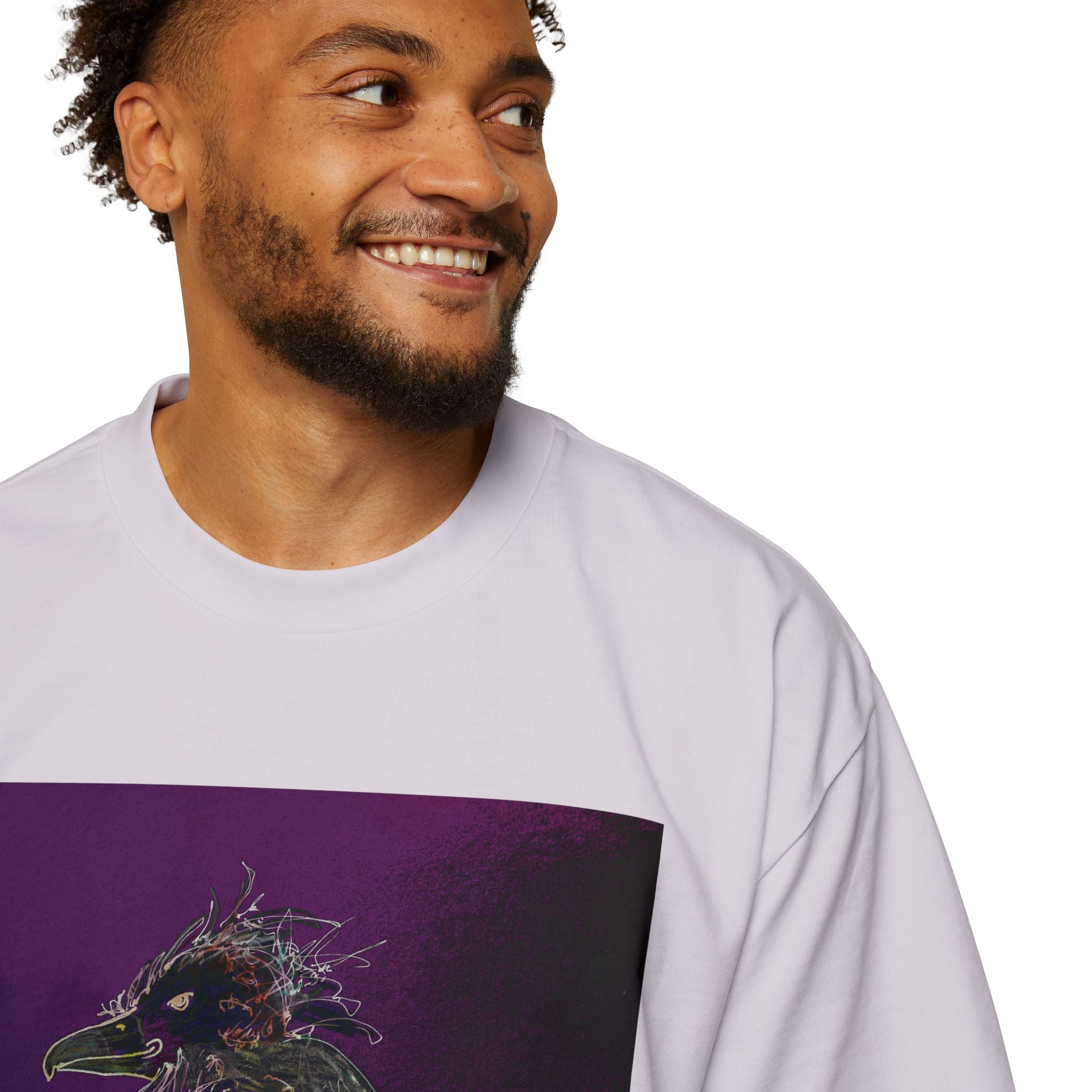 Men's Heavy Oversized Tee - Birds Of Creation No.1