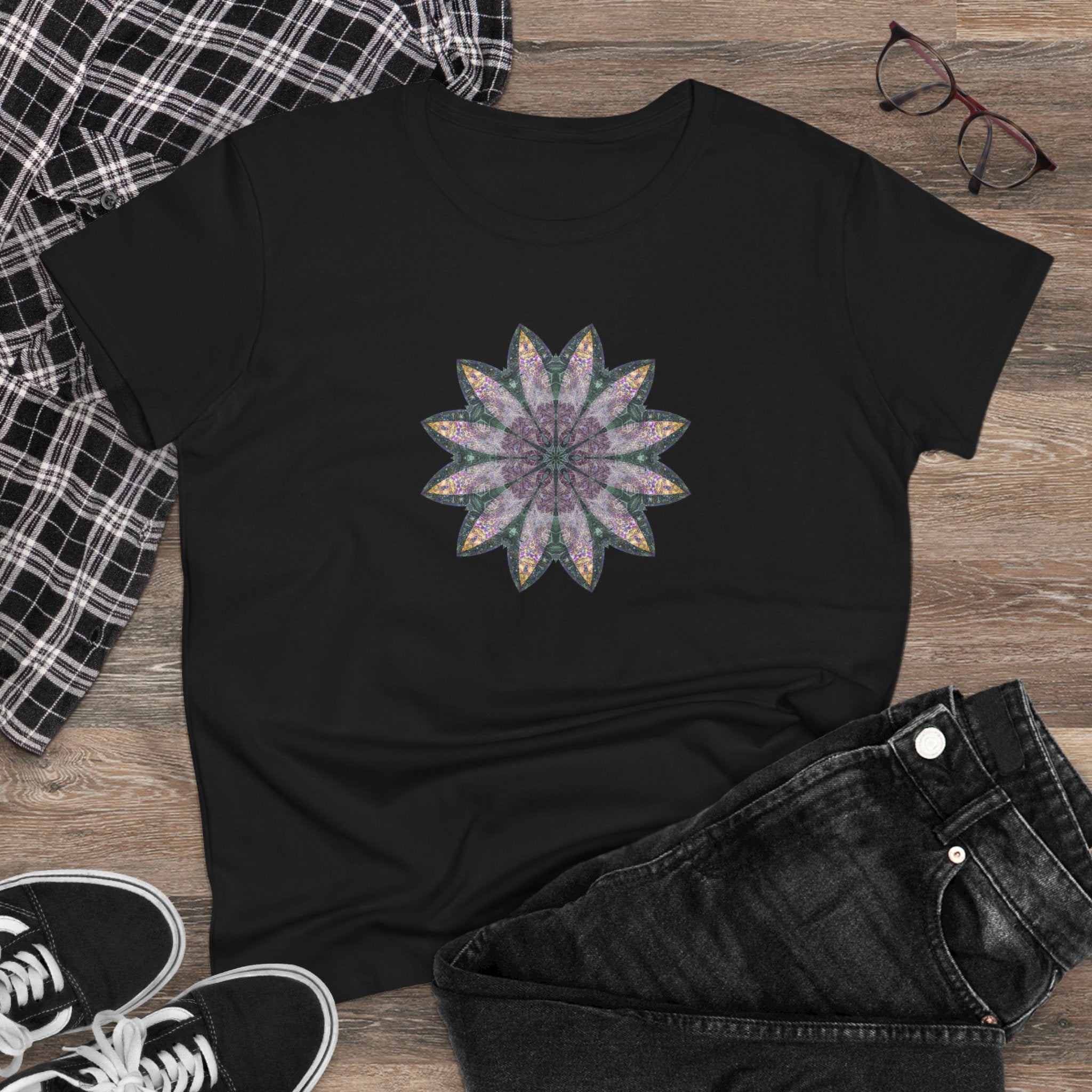 Women's Midweight Cotton Tee - Love Light Mandalas No.21