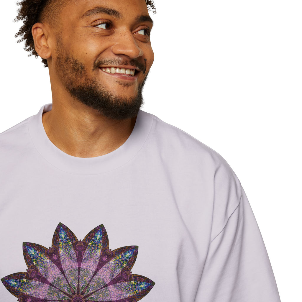 Men's Heavy Oversized Tee - Love Light Mandalas No.19