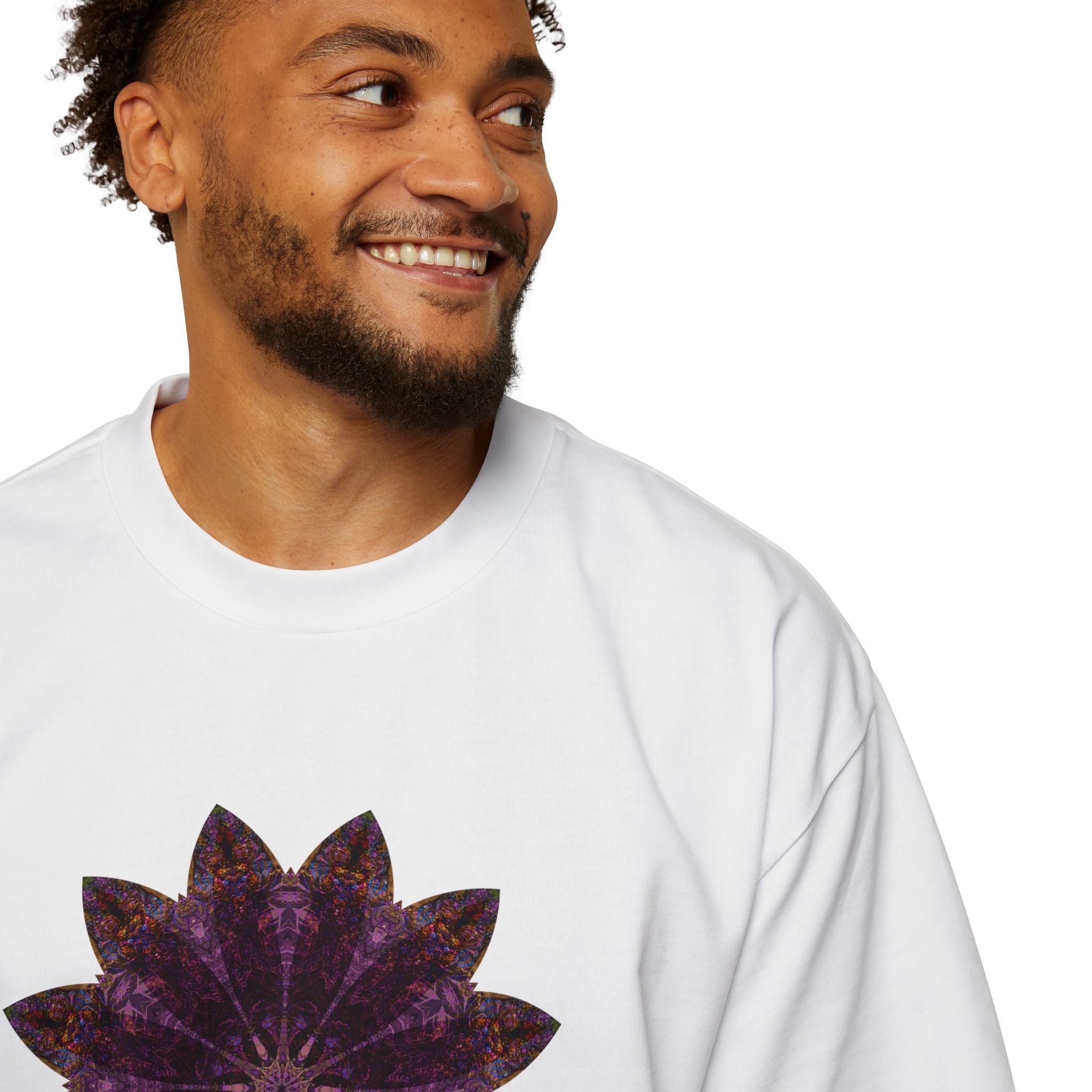 Men's Heavy Oversized Tee - Love Light Mandalas No.15