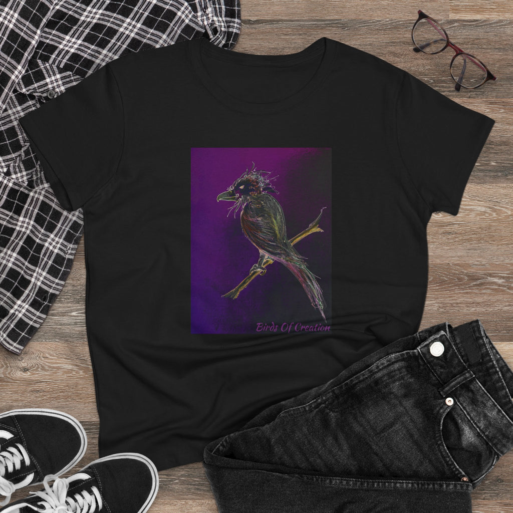 Women's Midweight Cotton Tee - Birds Of Creation No.1