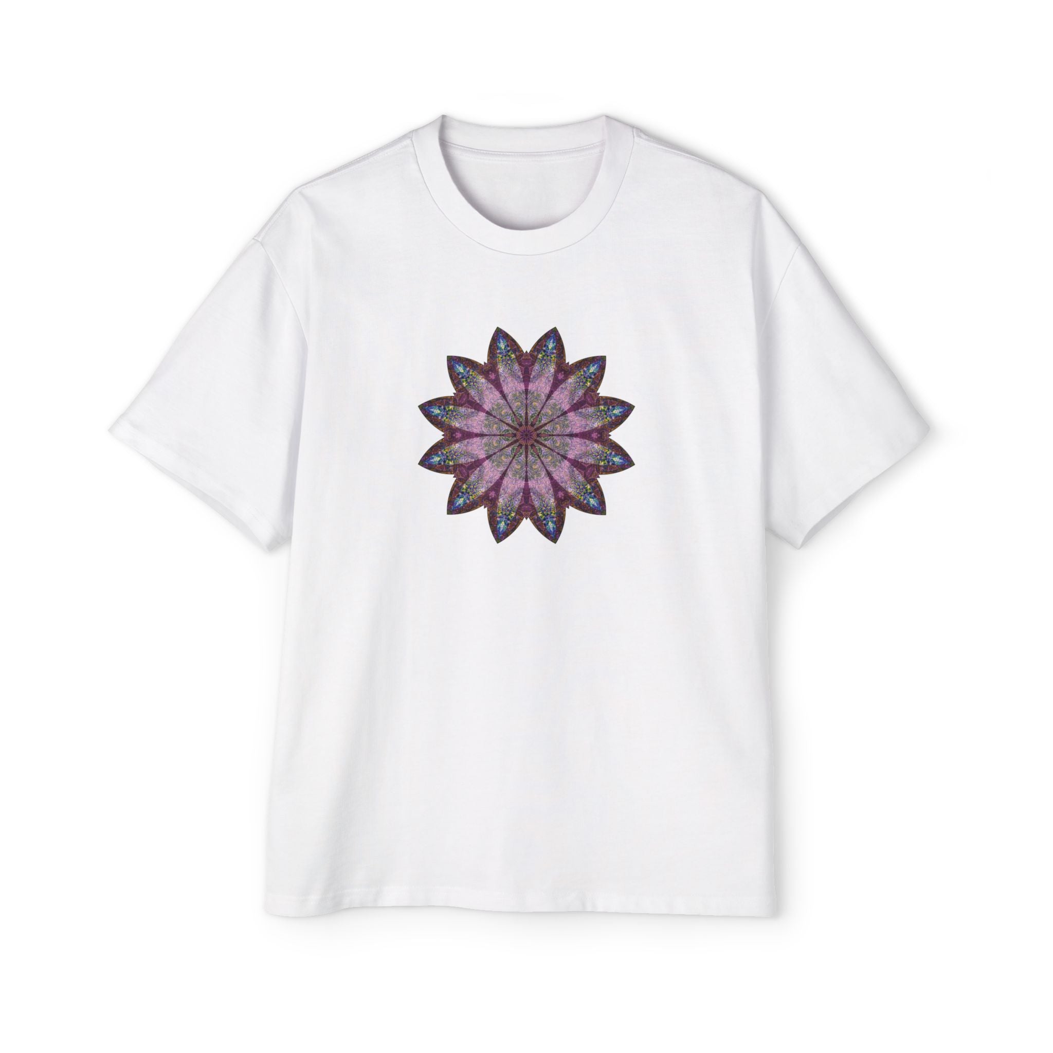 Men's Heavy Oversized Tee - Love Light Mandalas No.19