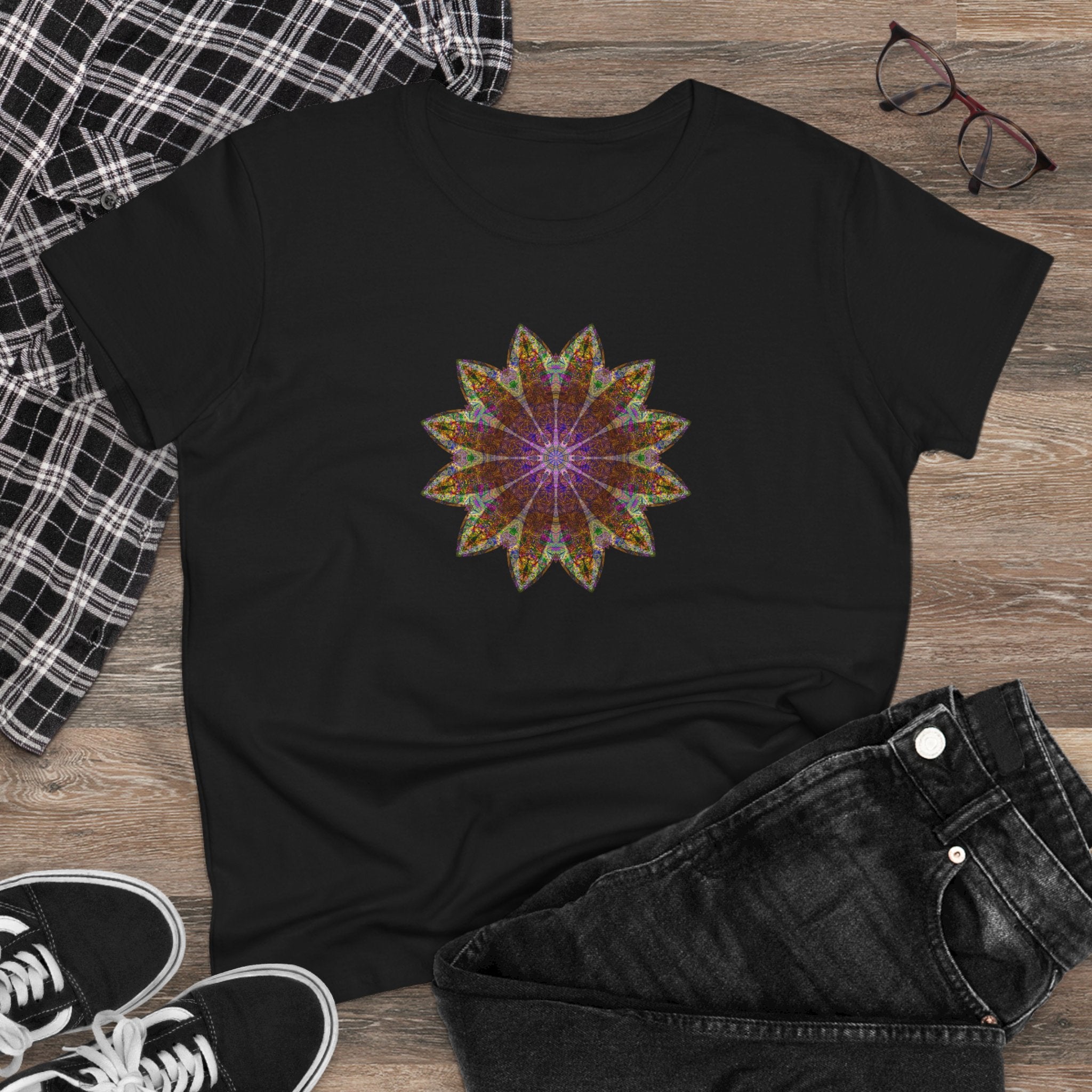 Women's Midweight Cotton Tee - Love Light Mandalas No.13