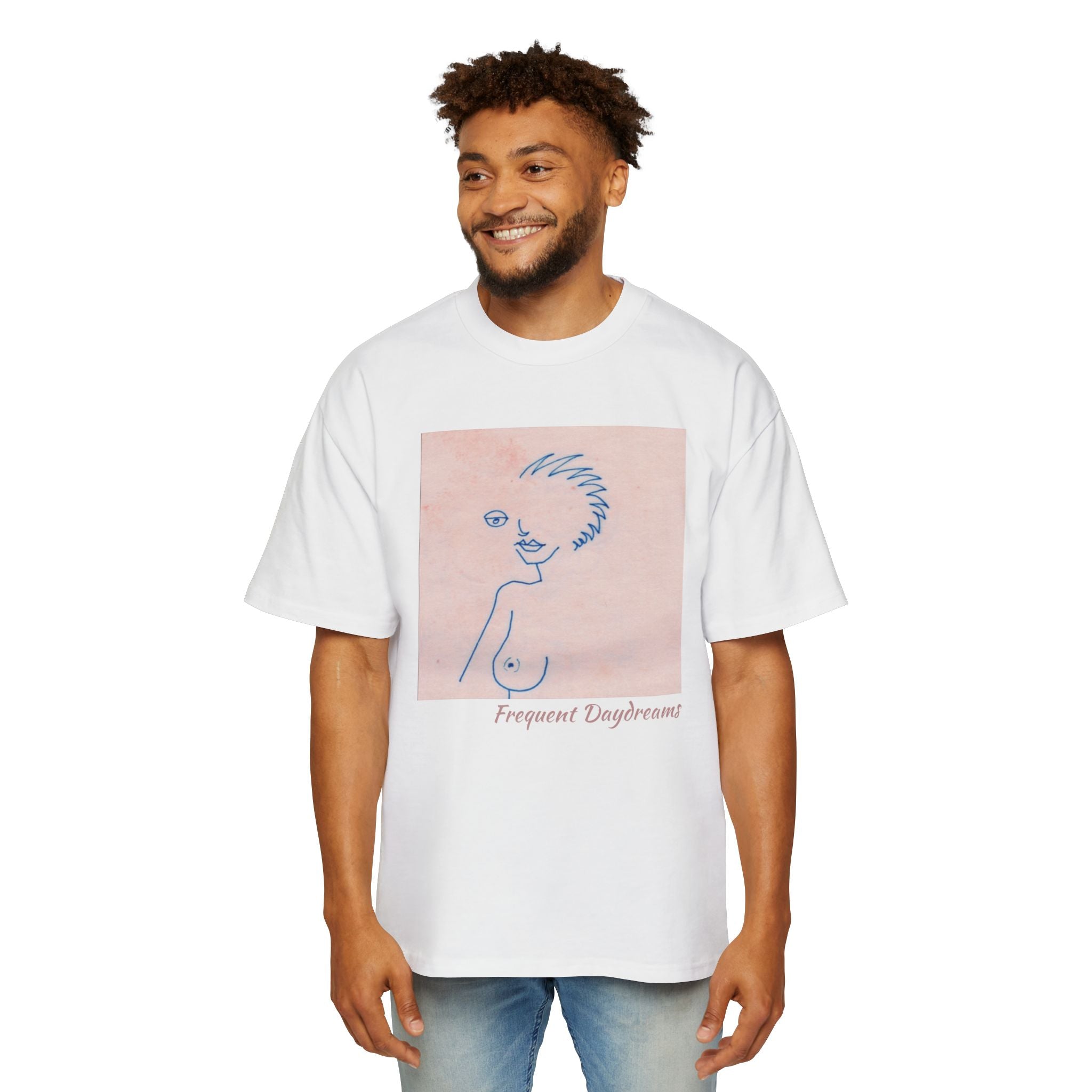 Men's Heavy Oversized Tee - Frequent Daydreams Sketch No.46