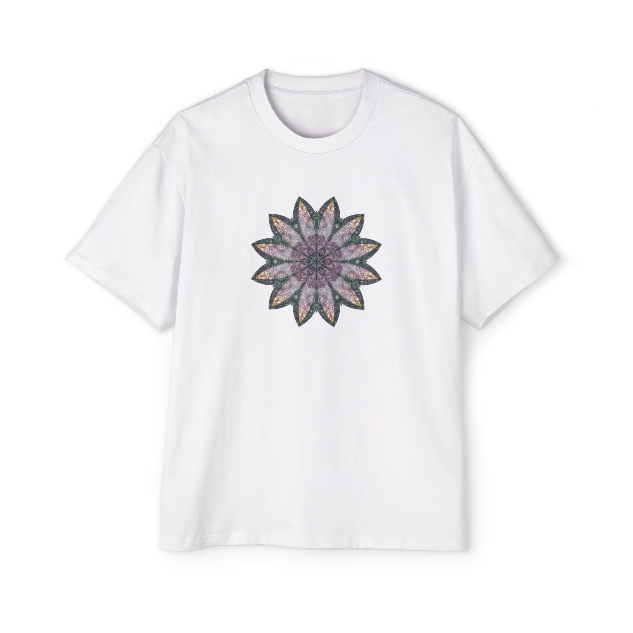 Men's Heavy Oversized Tee - Love Light Mandalas No.21