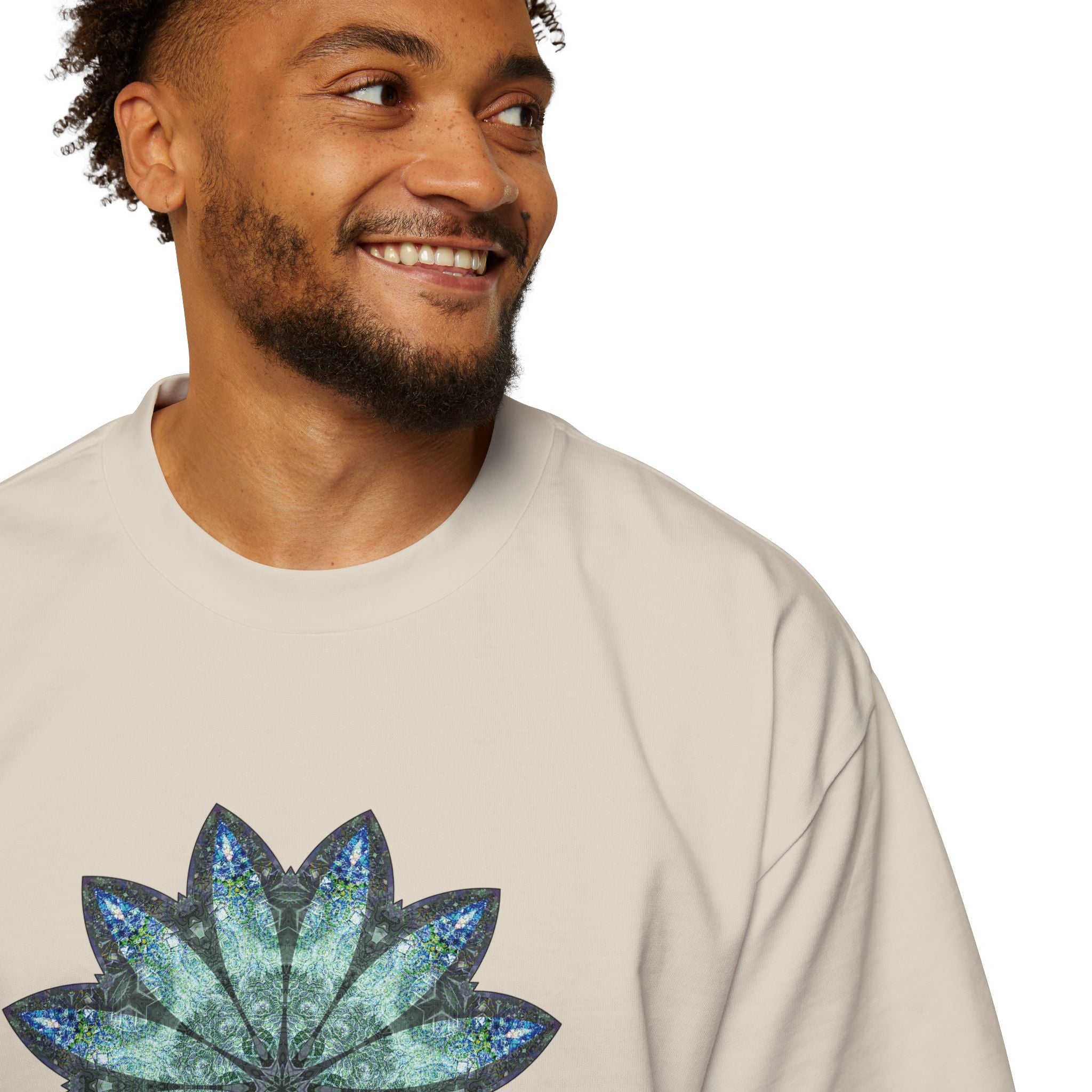 Men's Heavy Oversized Tee - Love Light Mandalas No.20