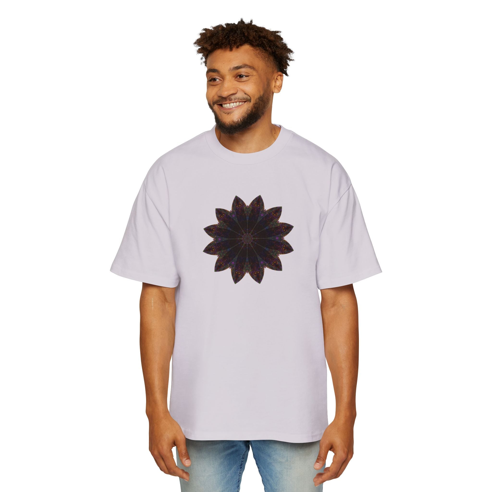 Men's Heavy Oversized Tee - Love Light Mandalas No.10