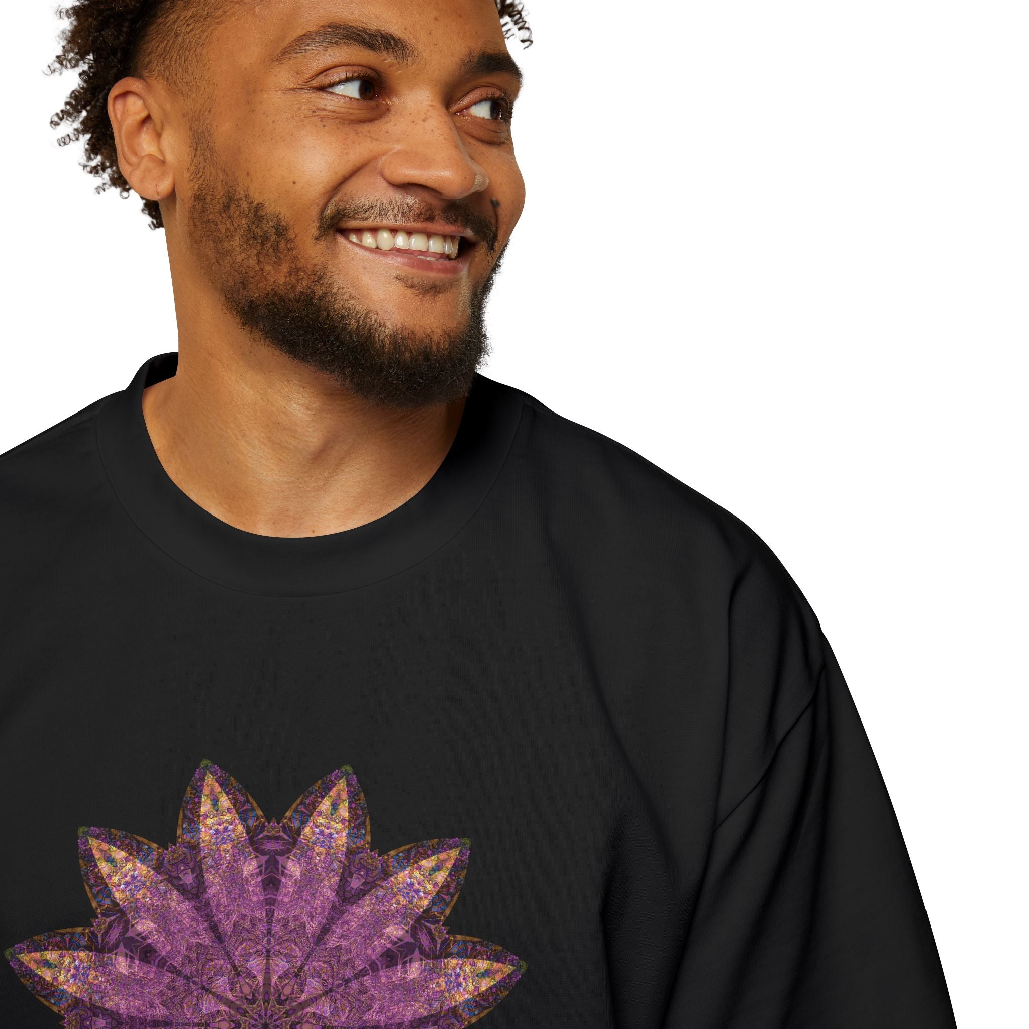 Men's Heavy Oversized Tee - Love Light Mandalas No.16