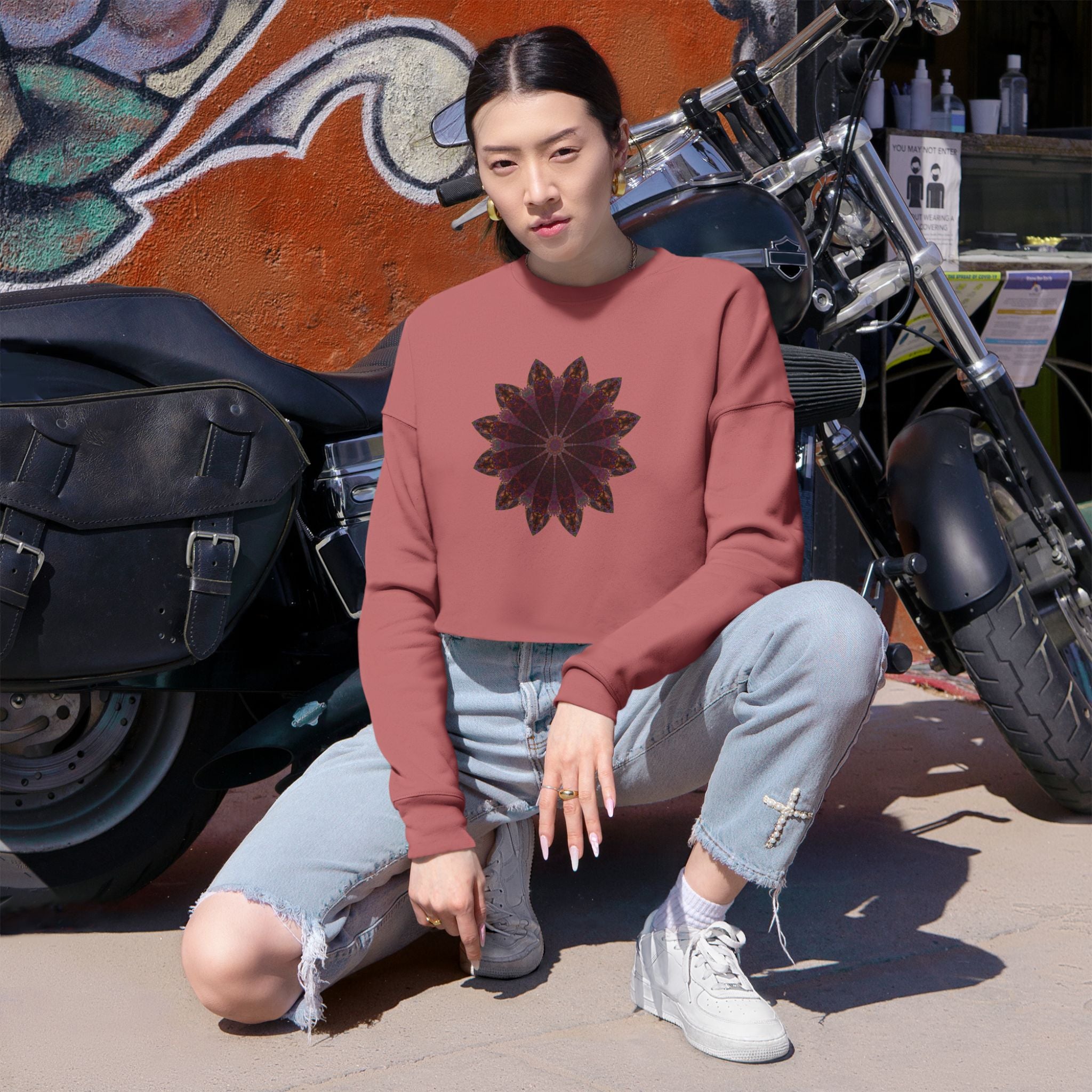 Women's Cropped Sweatshirt - Love Light Mandalas No.5