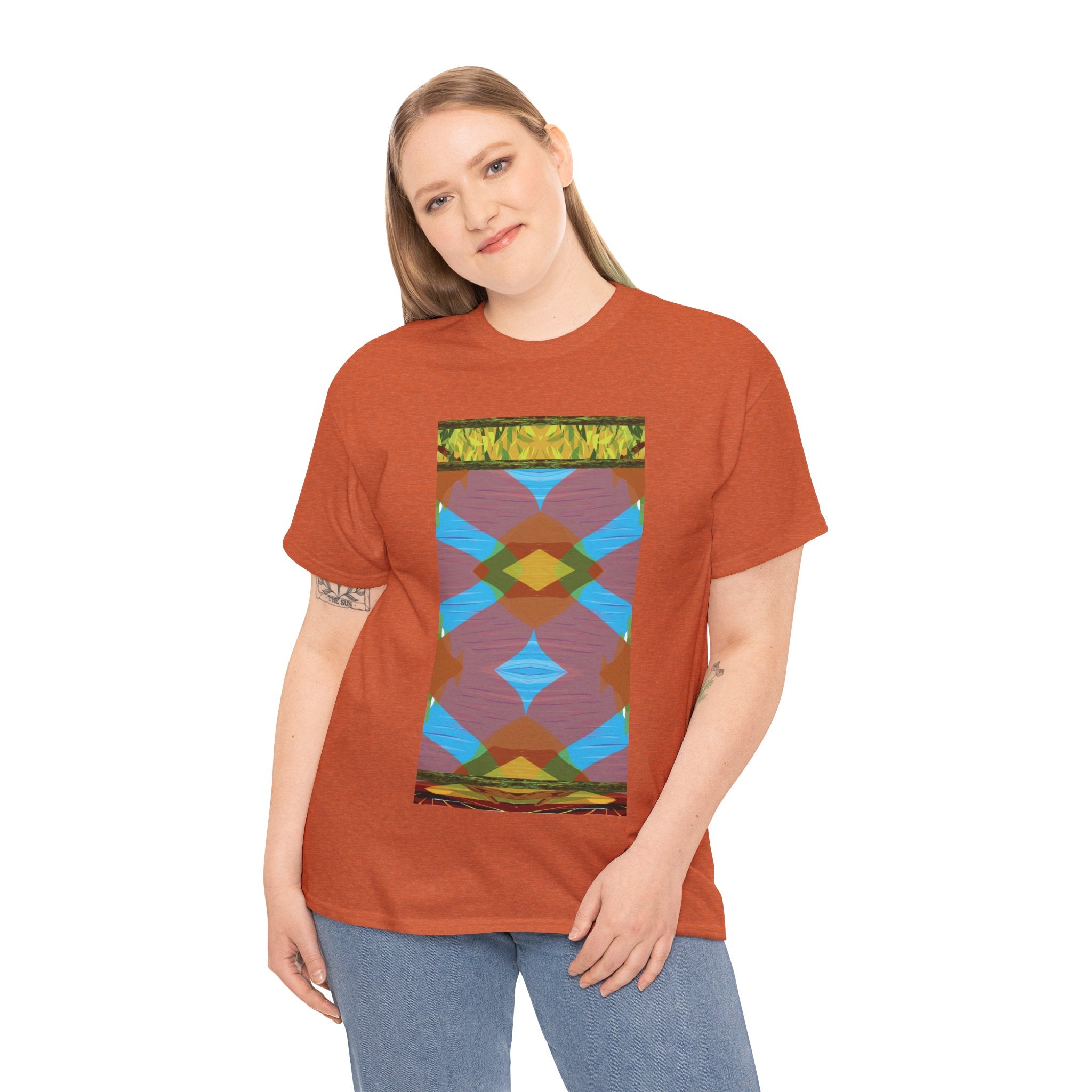 Unisex Heavy Cotton Tee - The Traveller Series (Abstract Autumn)