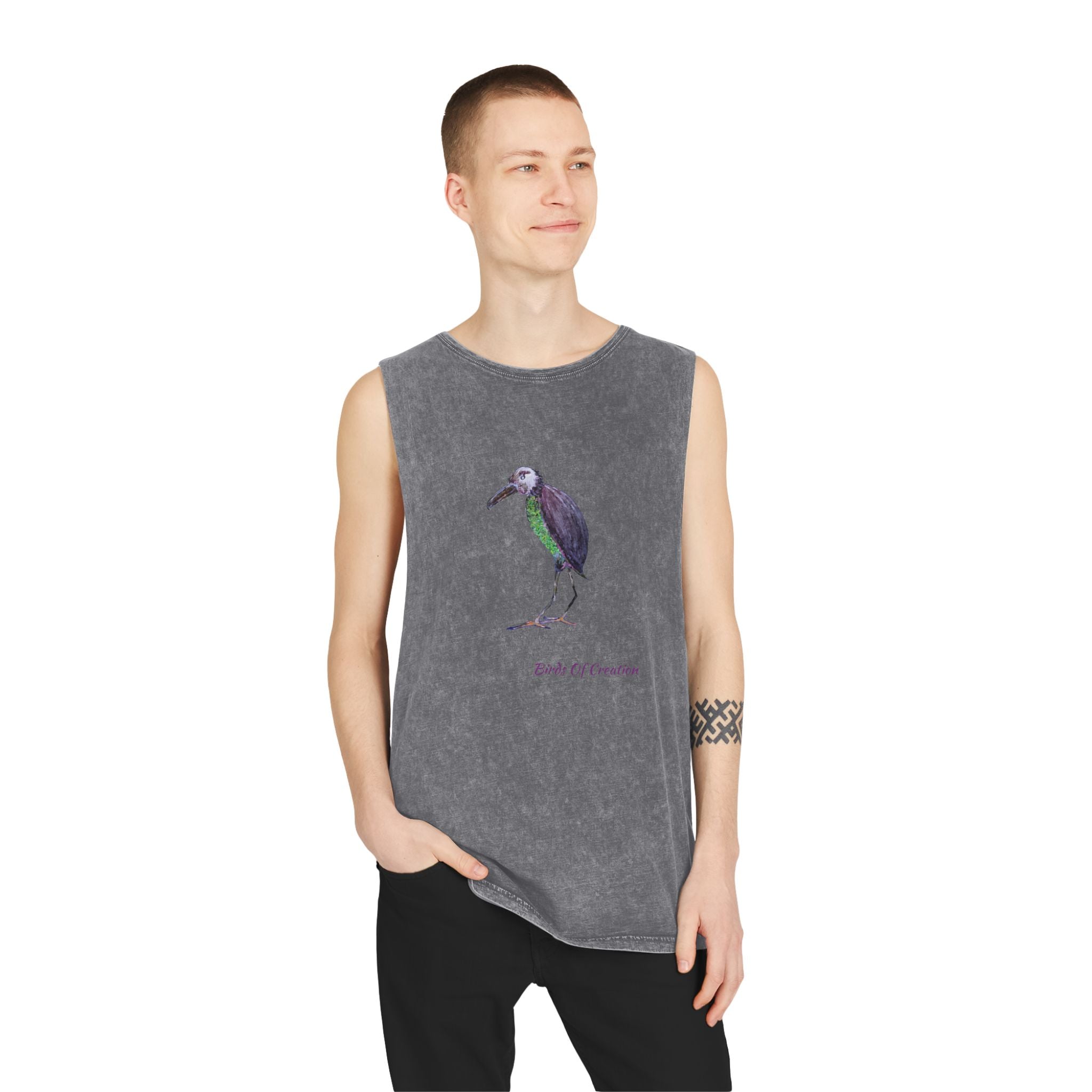 Unisex Stonewash Tank Top - Birds Of Creation No.2
