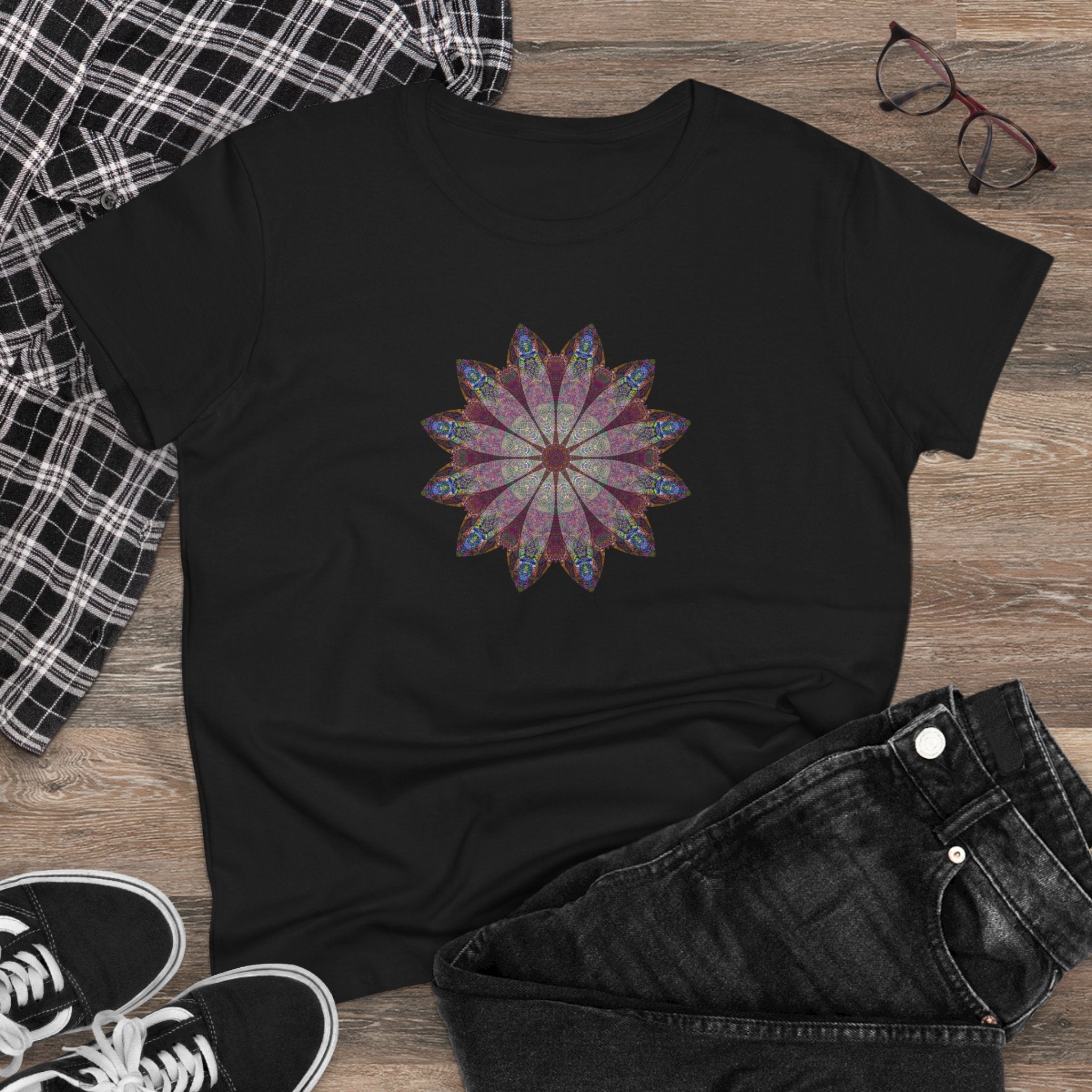 Women's Midweight Cotton Tee - Love Light Mandalas No.9