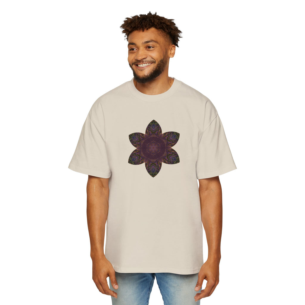 Men's Heavy Oversized Tee - Love Light Mandalas No.3
