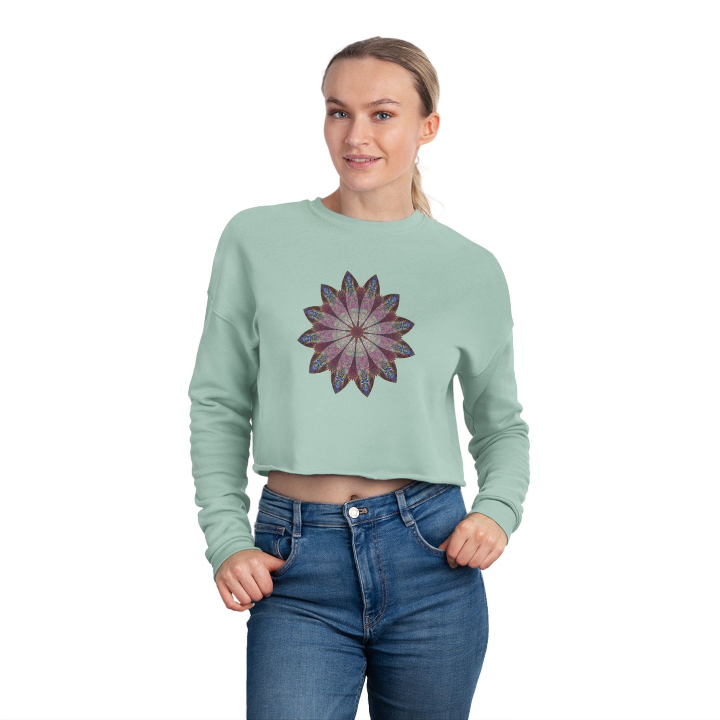 Women's Cropped Sweatshirt - Love Light Mandalas No.9