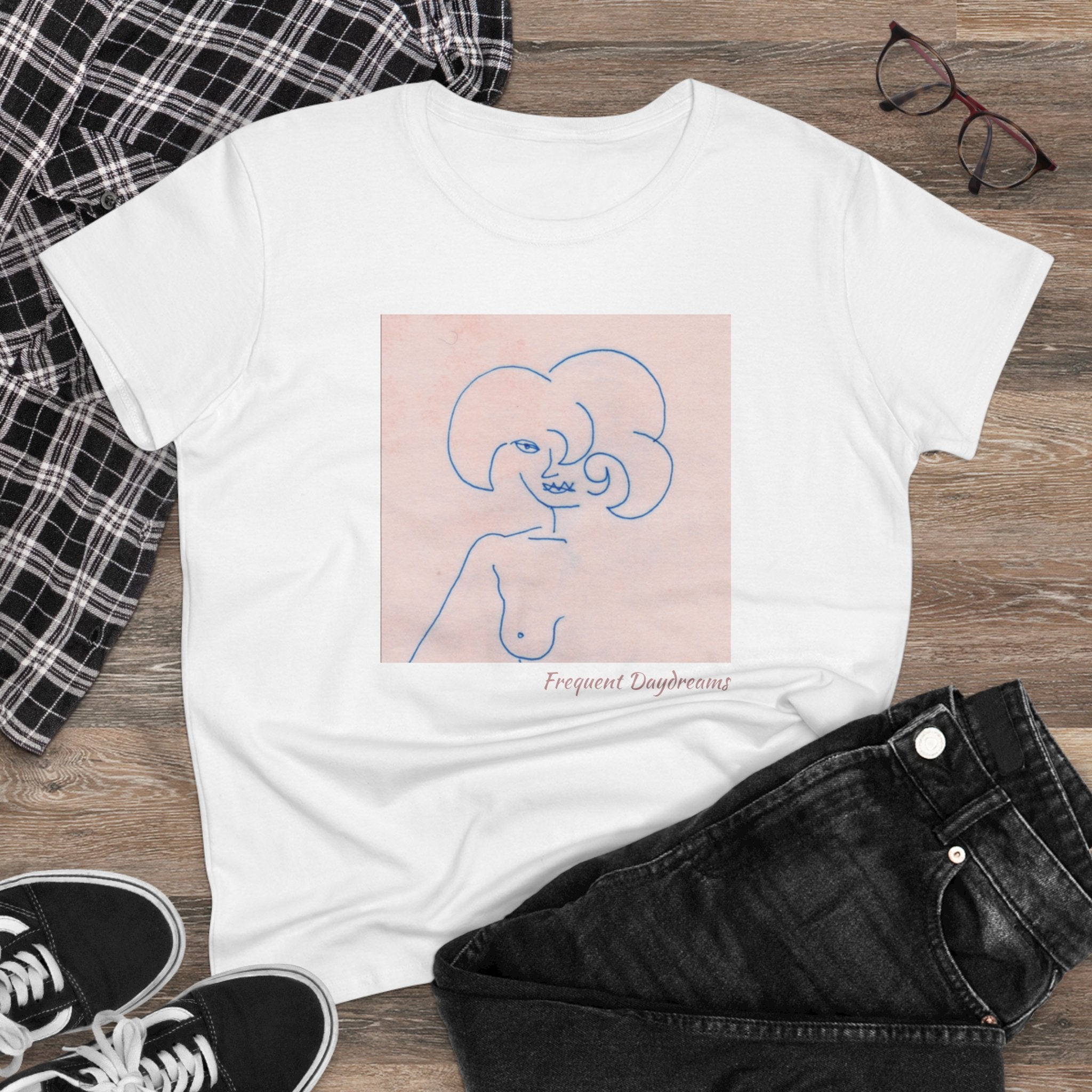 Women's Midweight Cotton Tee - Frequent Daydreams Sketch No.45