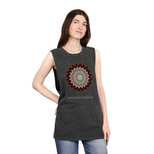 Unisex Stonewash Tank Top - Mycelium Mandalas No.1
