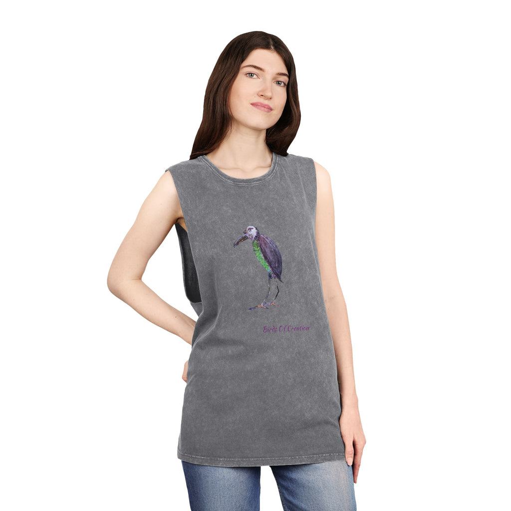 Unisex Stonewash Tank Top - Birds Of Creation No.2