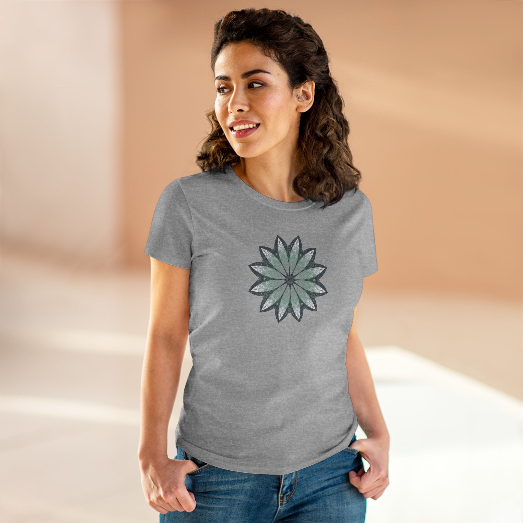 Women's Midweight Cotton Tee - Love Light Mandalas No.22