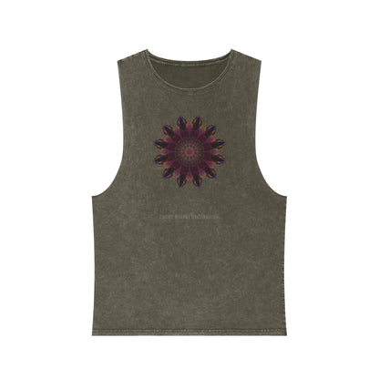 Unisex Stonewash Tank Top - Love Light Mandalas No.8