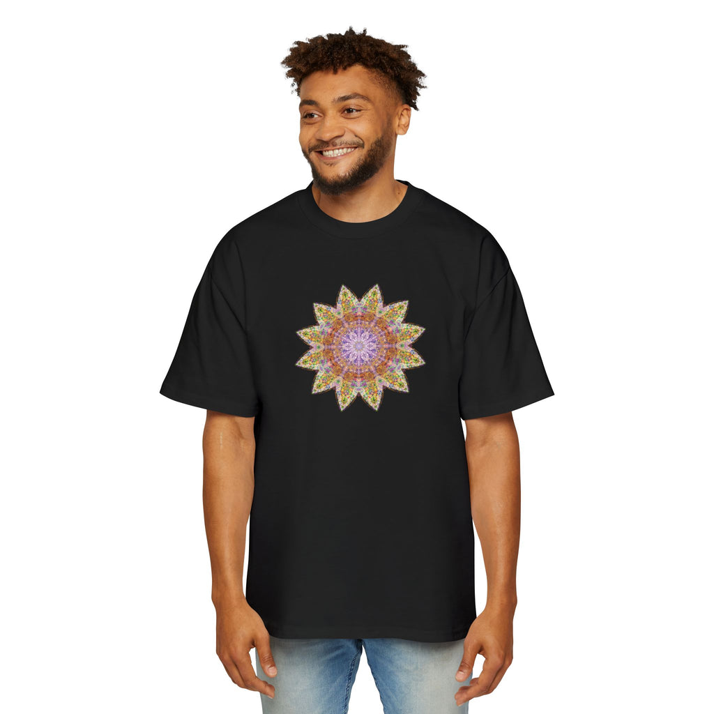 Men's Heavy Oversized Tee - Love Light Mandalas No.14