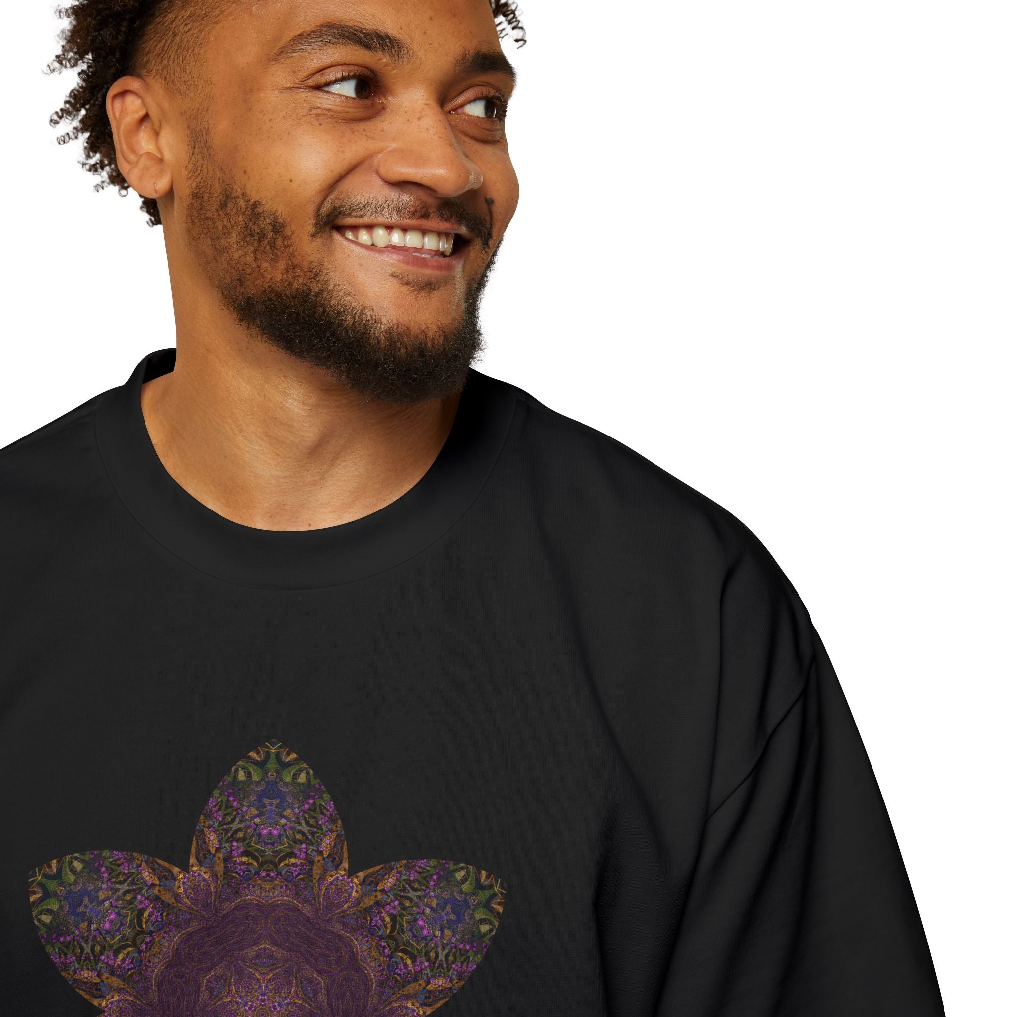 Men's Heavy Oversized Tee - Love Light Mandalas No.3