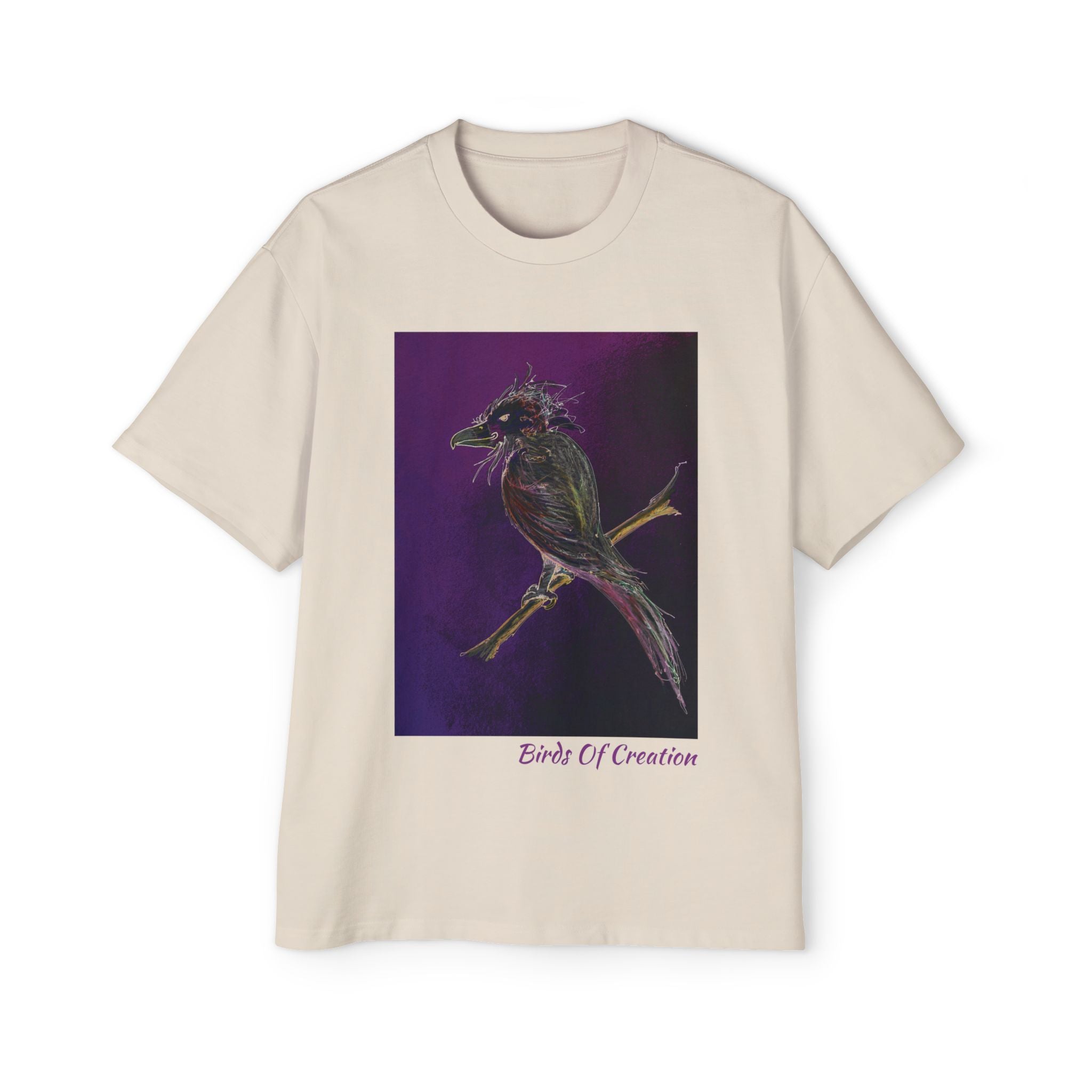 Men's Heavy Oversized Tee - Birds Of Creation No.1