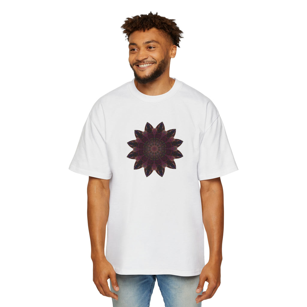 Men's Heavy Oversized Tee - Love Light Mandalas No.8