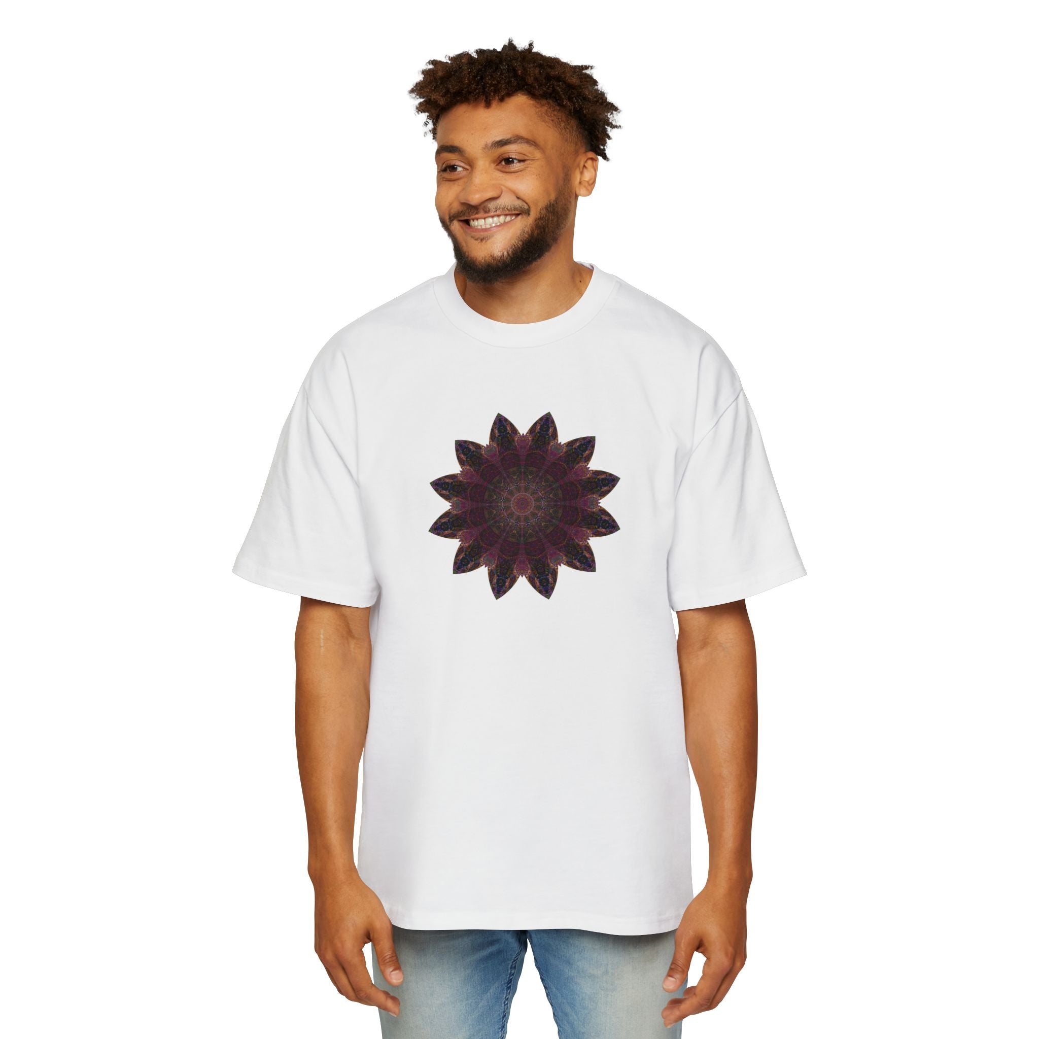 Men's Heavy Oversized Tee - Love Light Mandalas No.8