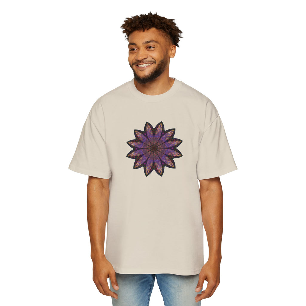 Men's Heavy Oversized Tee - Love Light Mandalas No.23