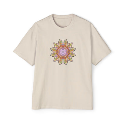 Men's Heavy Oversized Tee - Love Light Mandalas No.14