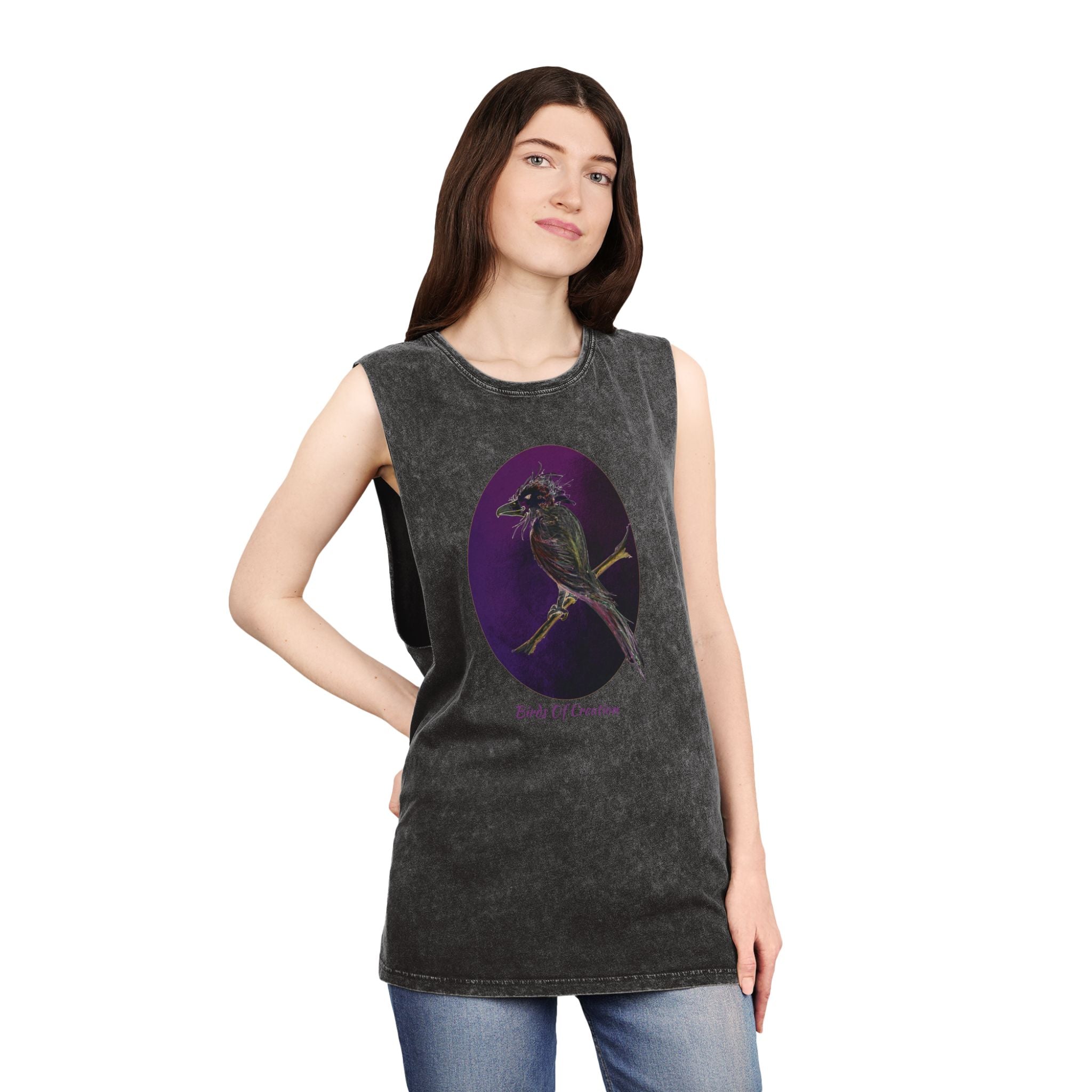 Unisex Stonewash Tank Top - Birds Of Creation No.1a