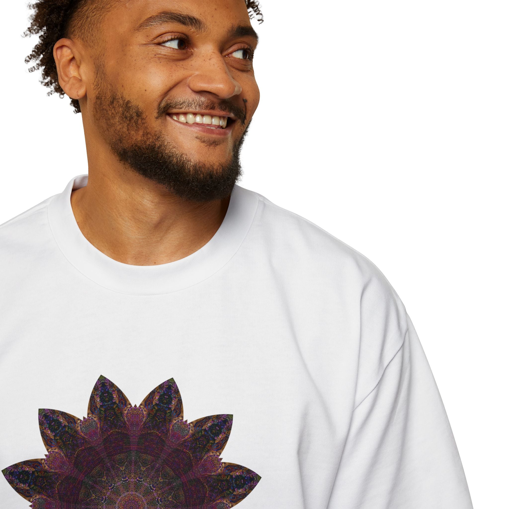 Men's Heavy Oversized Tee - Love Light Mandalas No.8
