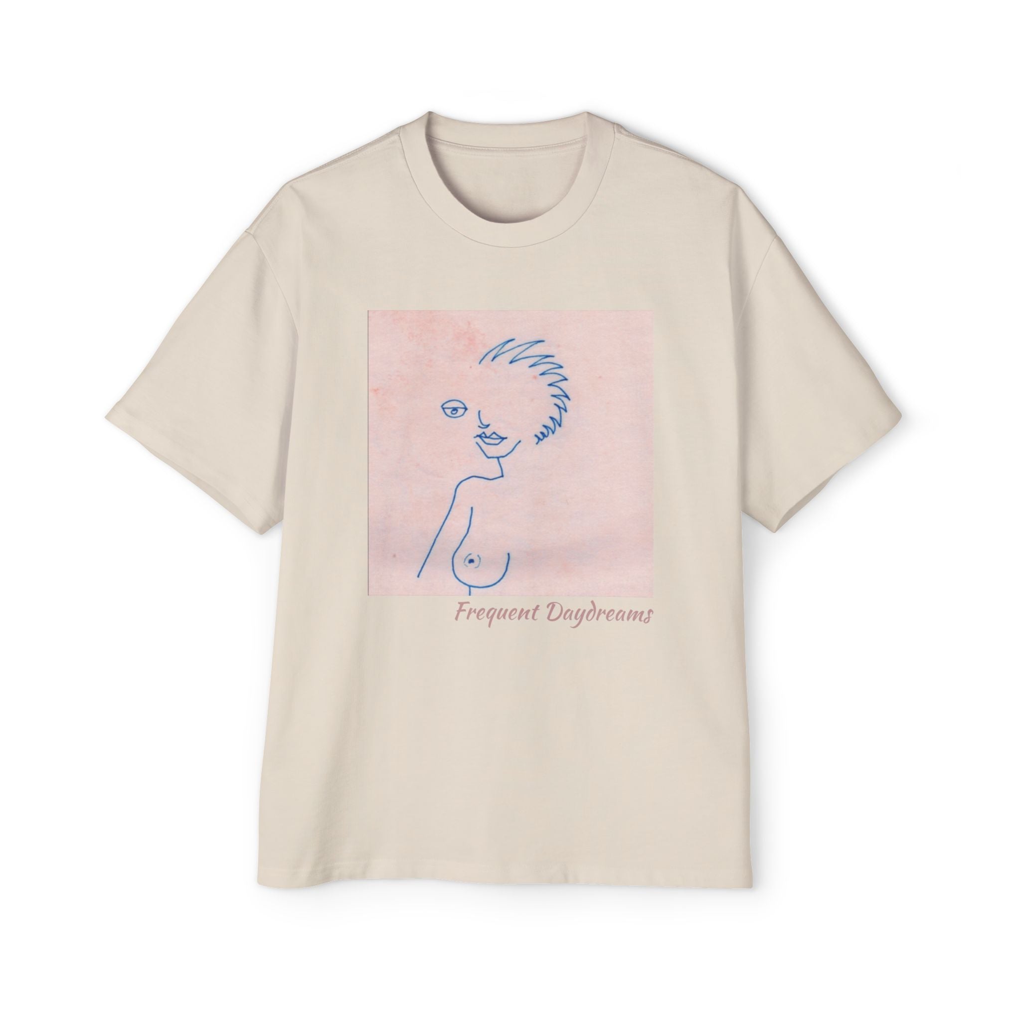 Men's Heavy Oversized Tee - Frequent Daydreams Sketch No.46