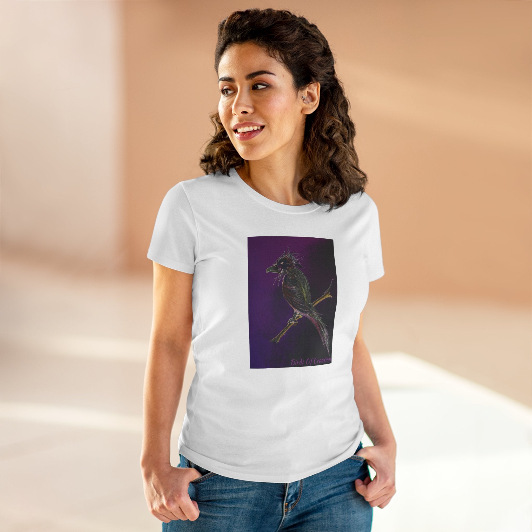 Women's Midweight Cotton Tee - Birds Of Creation No.1