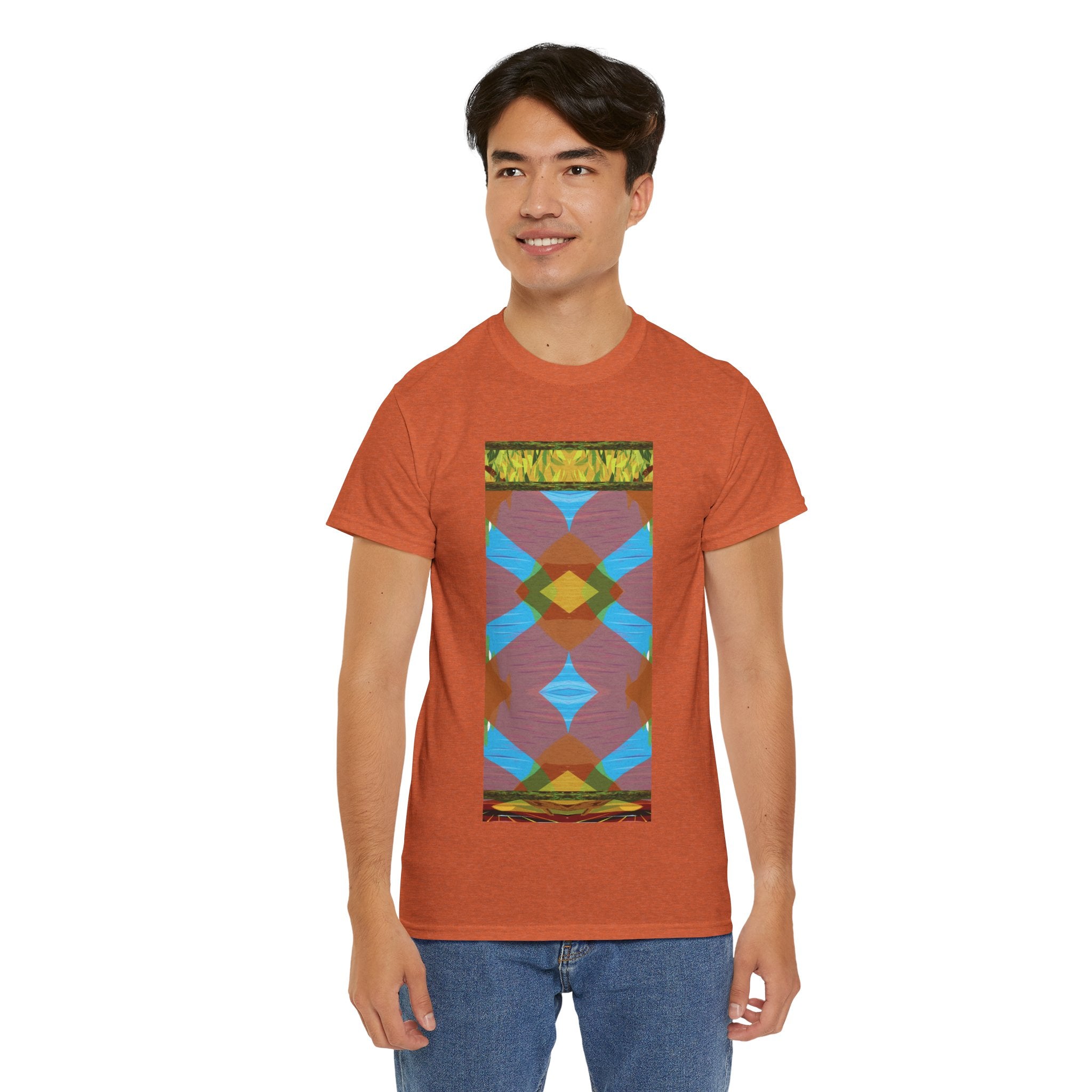 Unisex Heavy Cotton Tee - The Traveller Series (Abstract Autumn)