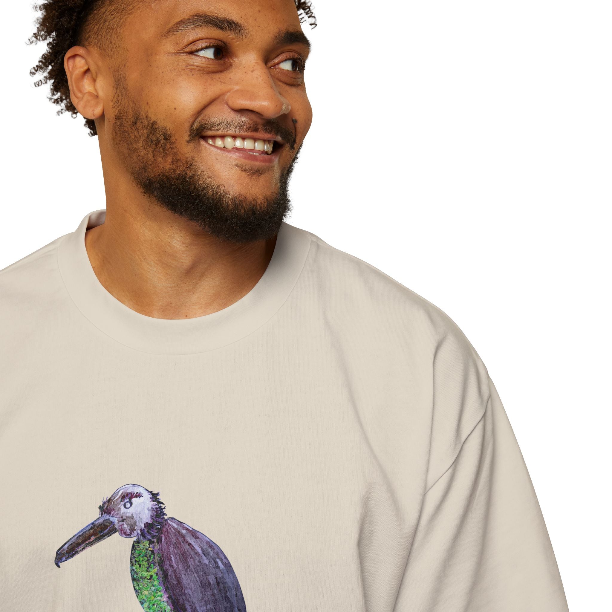Men's Heavy Oversized Tee - Birds Of Creation No.2
