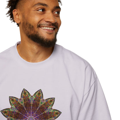 Men's Heavy Oversized Tee - Love Light Mandalas No.13