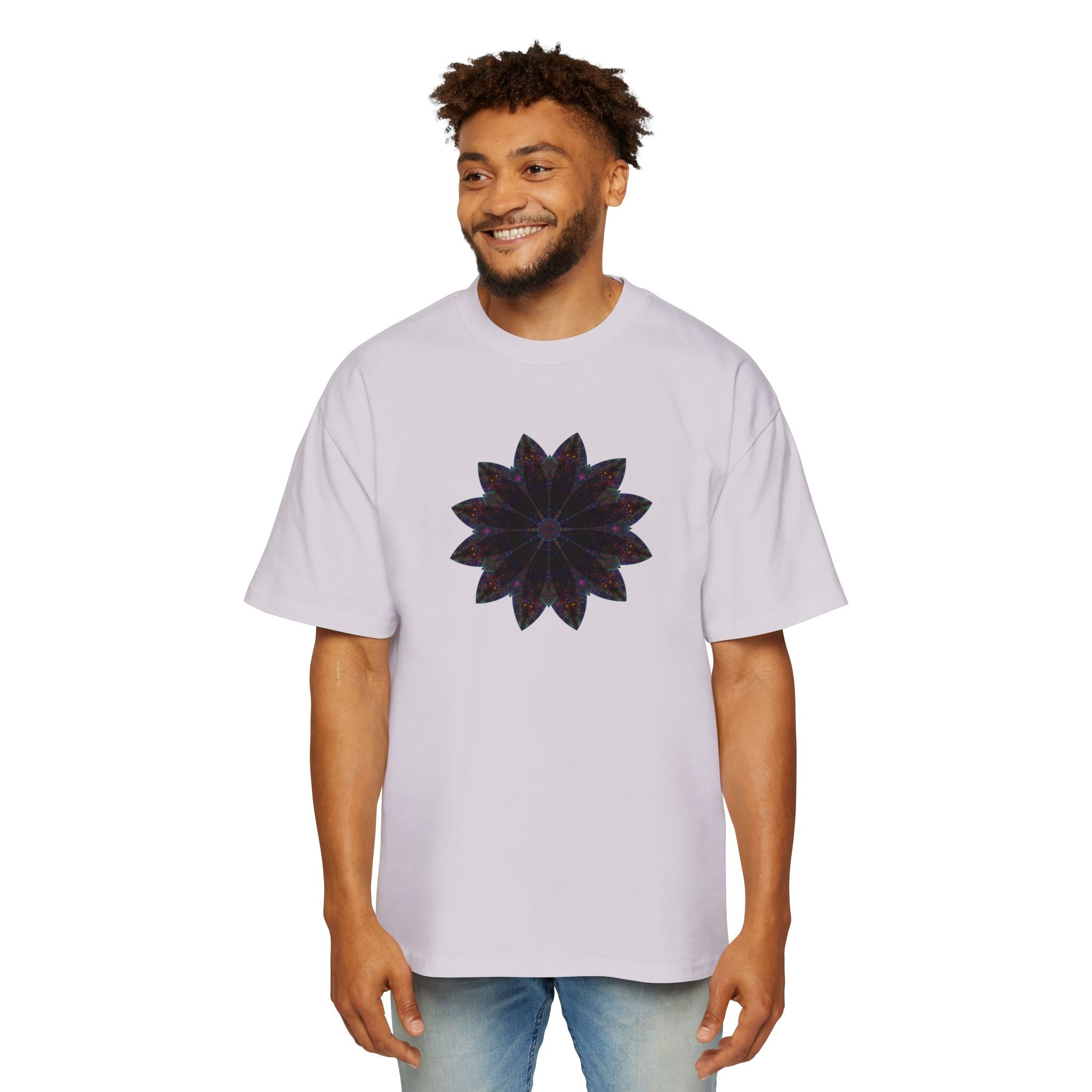 Men's Heavy Oversized Tee - Love Light Mandalas No.25