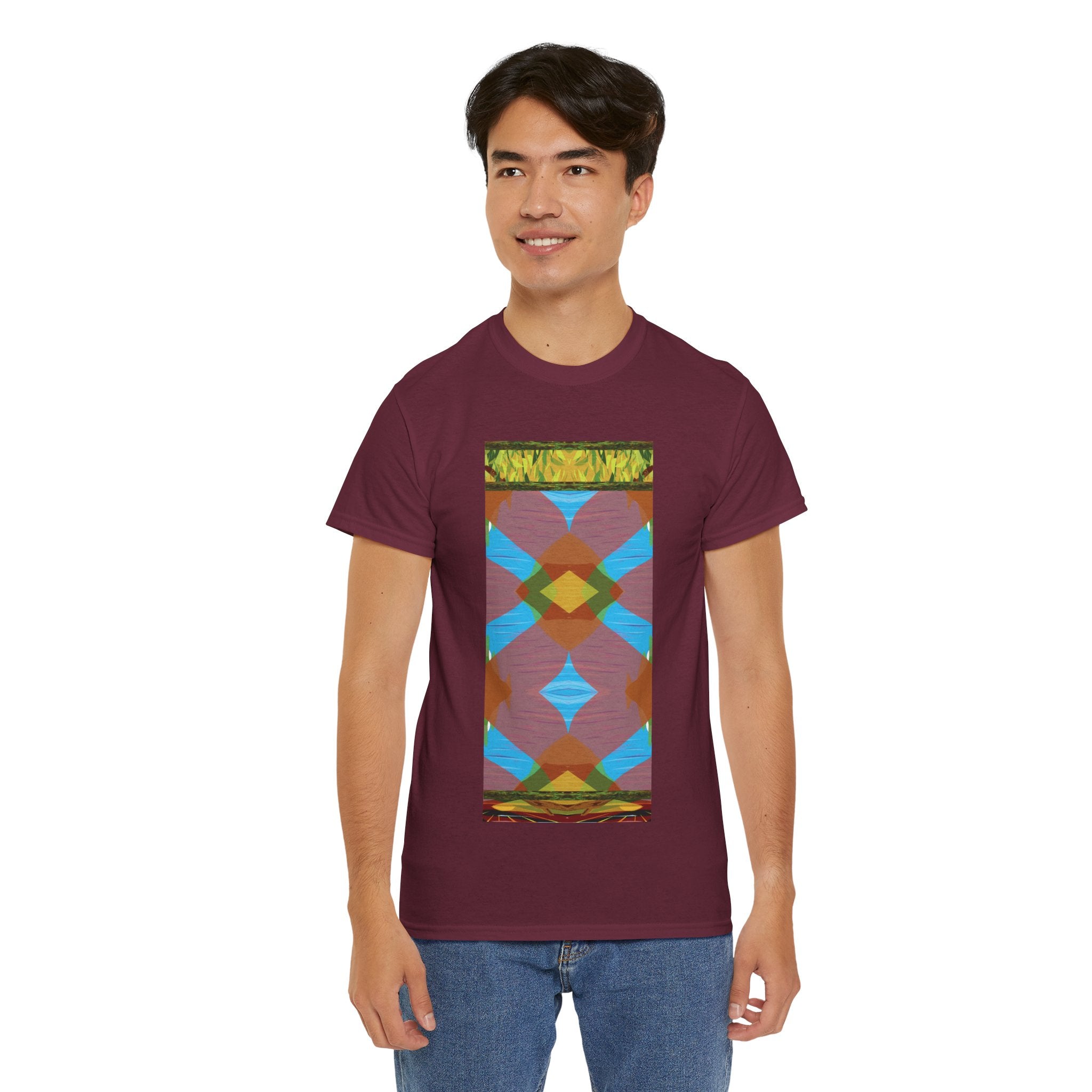 Unisex Heavy Cotton Tee - The Traveller Series (Abstract Autumn)