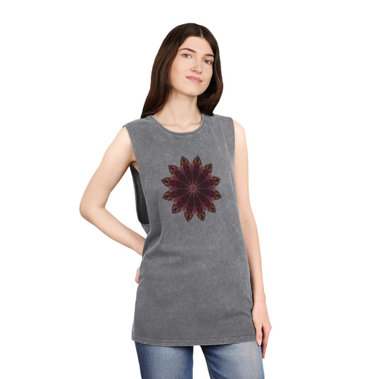 Unisex Stonewash Tank Top - Love Light Mandalas No.5