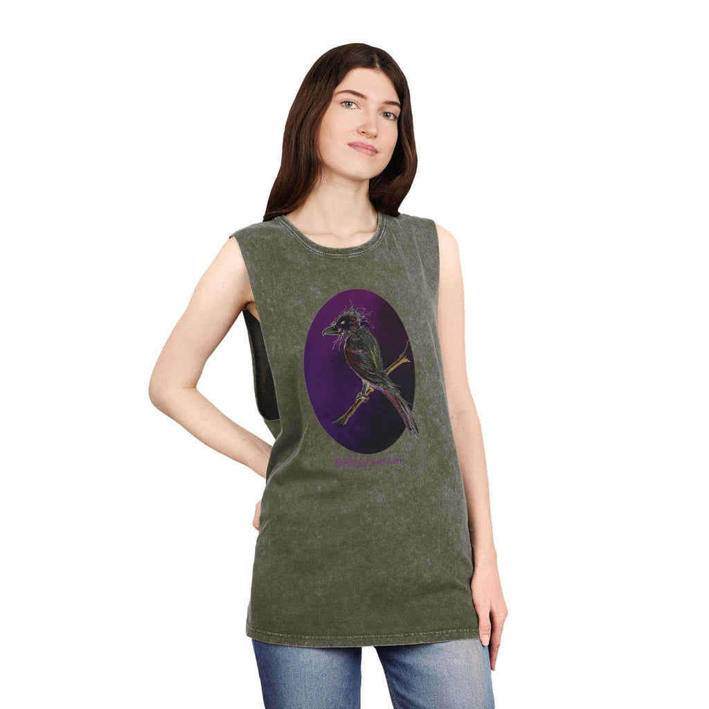 Unisex Stonewash Tank Top - Birds Of Creation No.1a