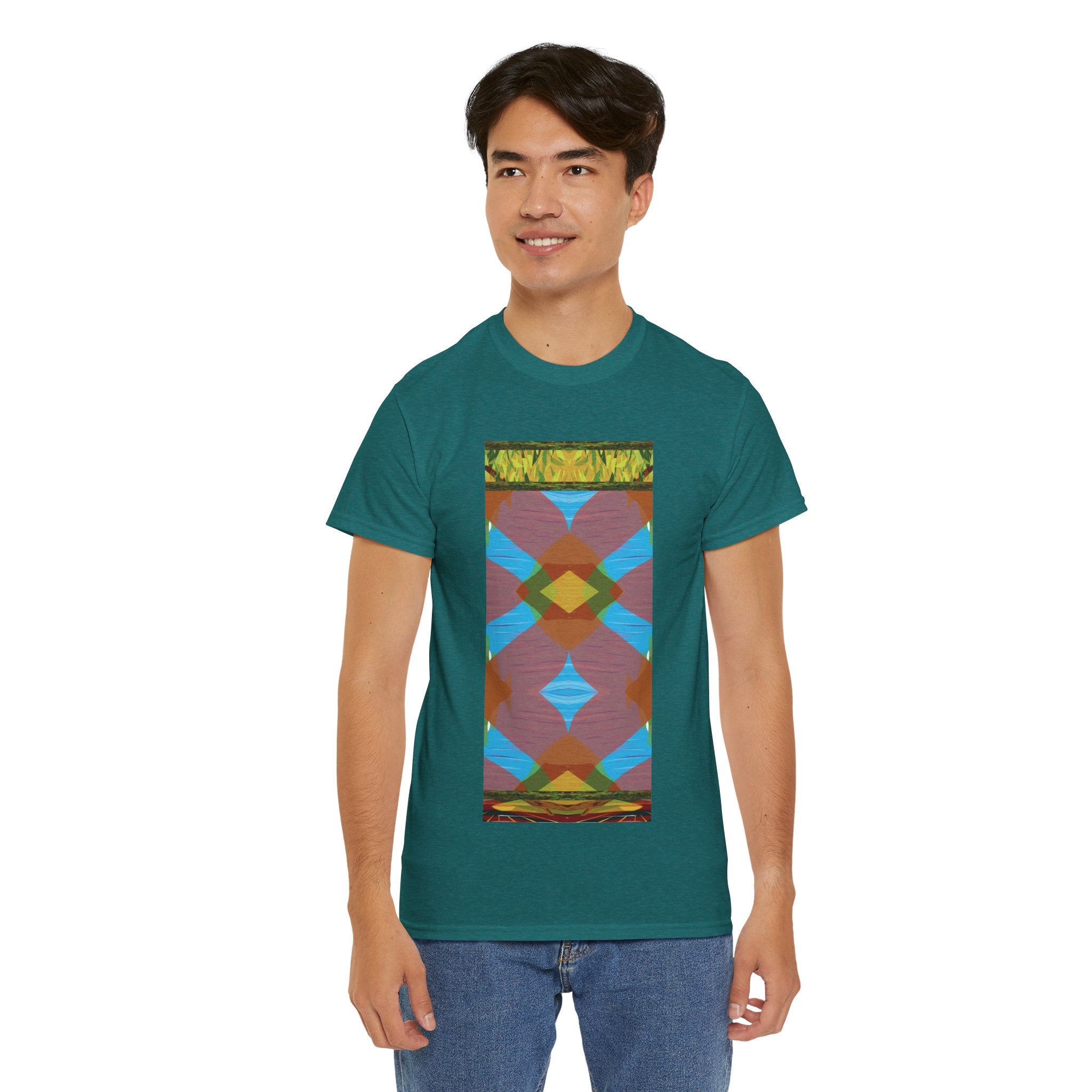 Unisex Heavy Cotton Tee - The Traveller Series (Abstract Autumn)