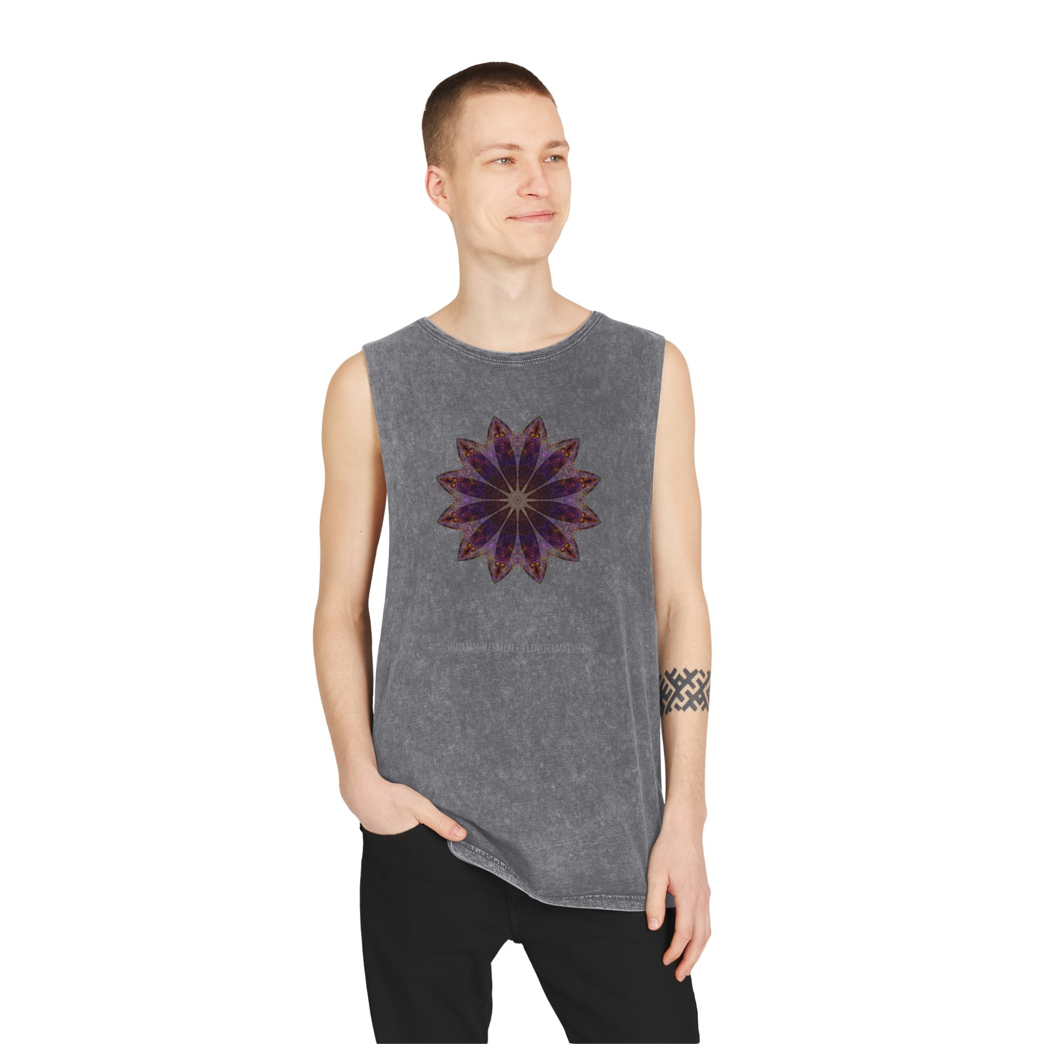 Unisex Stonewash Tank Top - Love Light Mandalas No.11
