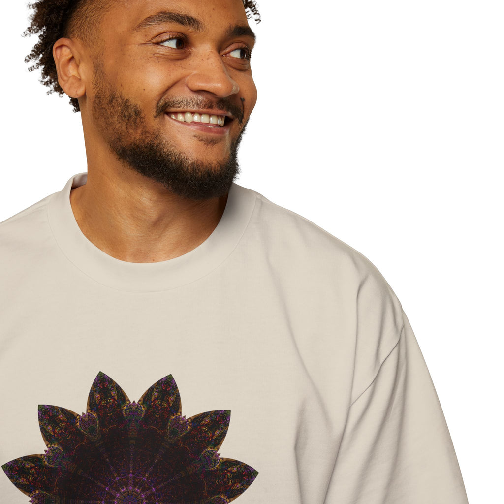 Men's Heavy Oversized Tee - Love Light Mandalas No.12