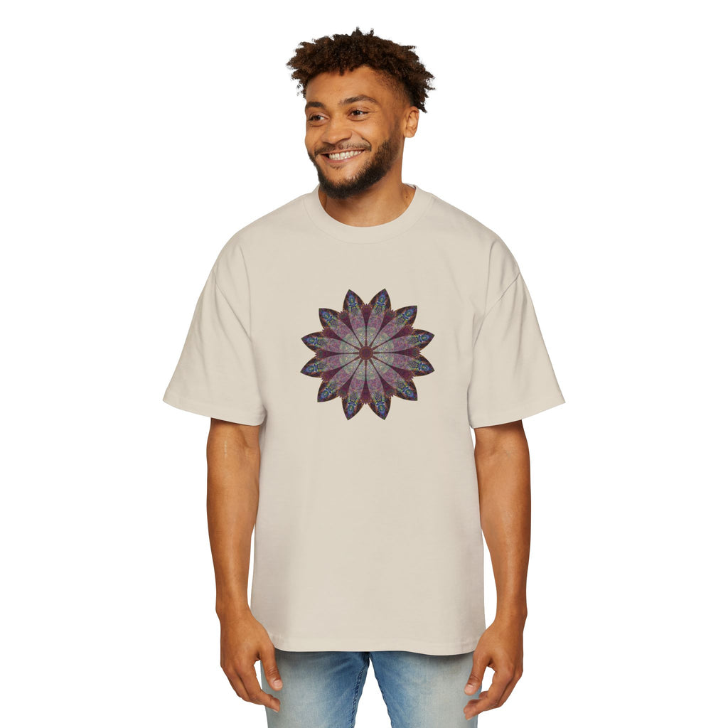 Men's Heavy Oversized Tee - Love Light Mandalas No.9