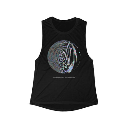 Women's Flowy Scoop Muscle Tank - Fractal Moon No.2