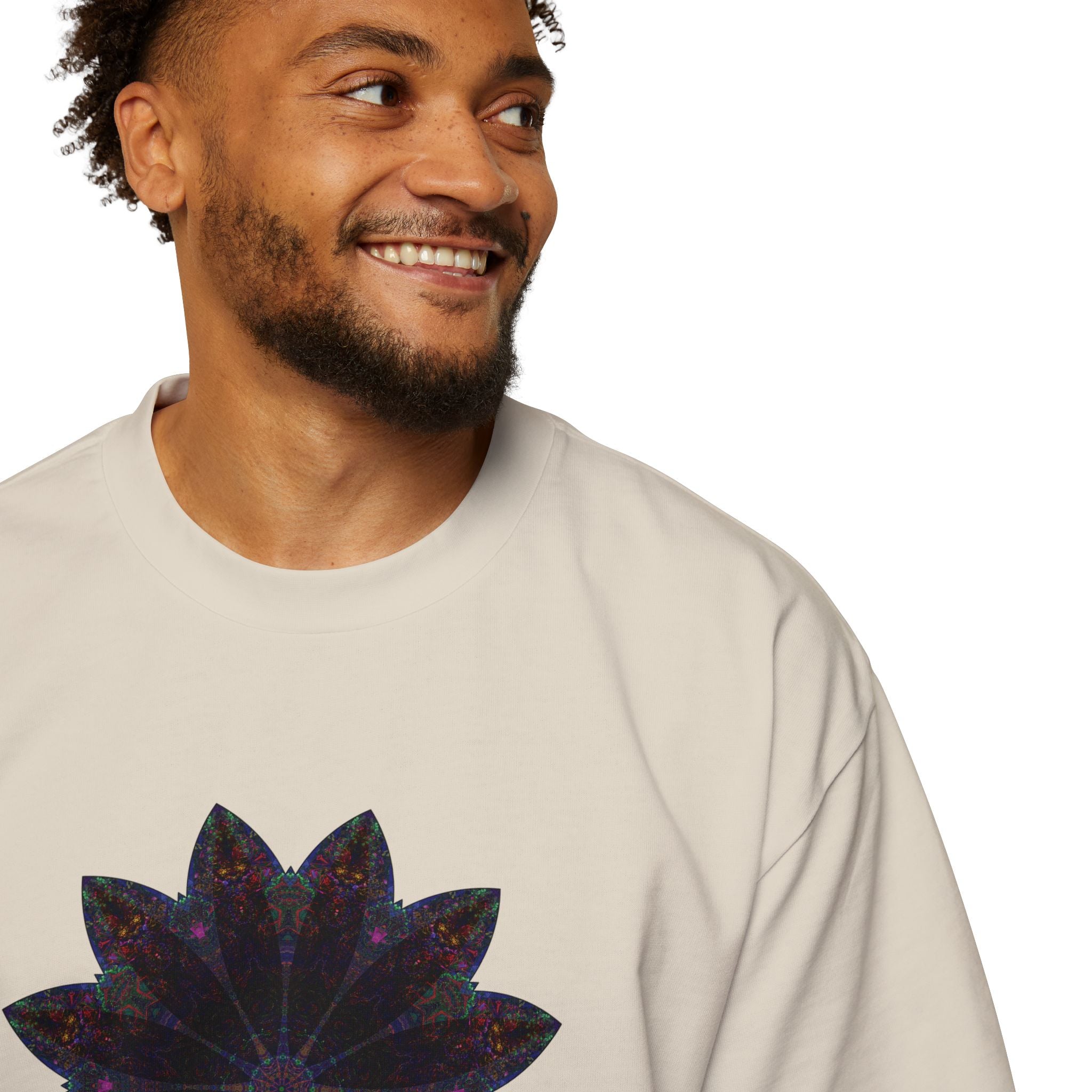 Men's Heavy Oversized Tee - Love Light Mandalas No.25