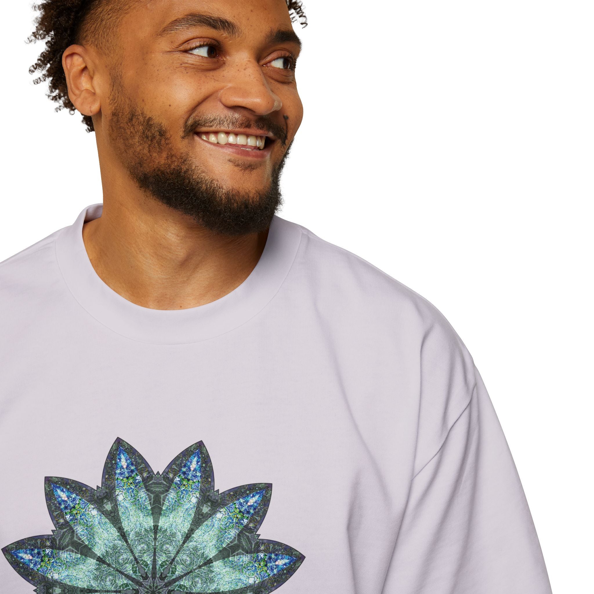 Men's Heavy Oversized Tee - Love Light Mandalas No.20